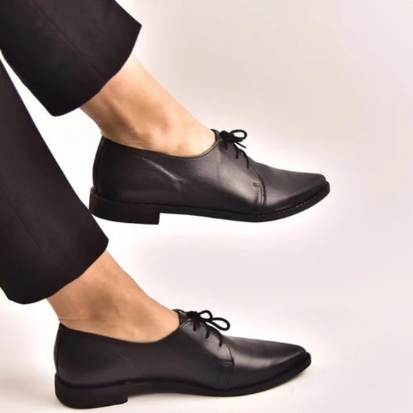 Matt & Nat Pointed Toe Cadillac Lace Up Oxford Loafer Shoe Vegan Faux Leather 6 - Picture 1 of 10